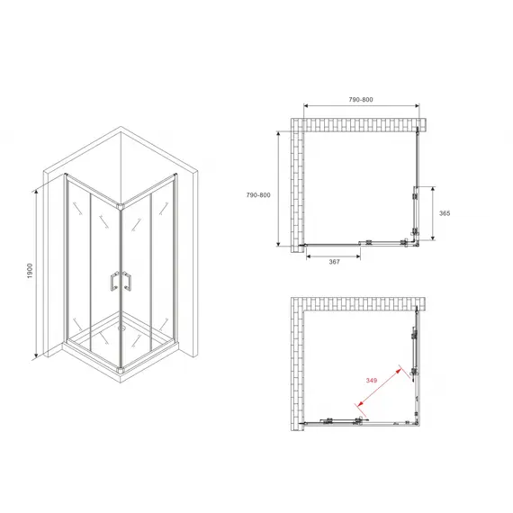 ДУШЕВОЙ УГОЛОК ABBER SCHWARZER DIAMANT AG020805