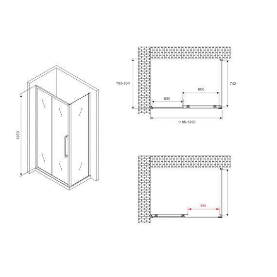 ДУШЕВОЙ УГОЛОК ABBER SCHWARZER DIAMANT AG30120BMH-S80BM