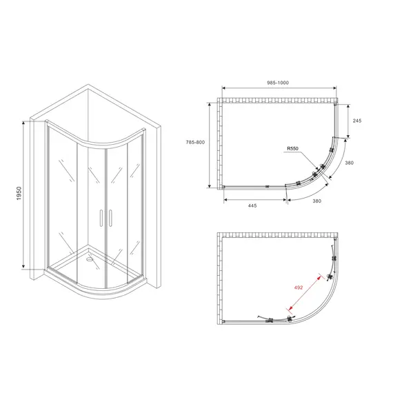 ДУШЕВОЙ УГОЛОК ABBER SCHWARZER DIAMANT AG01180M