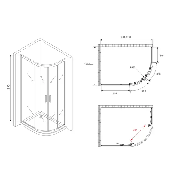 ДУШЕВОЙ УГОЛОК ABBER SCHWARZER DIAMANT AG01118