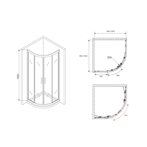 ДУШЕВОЙ УГОЛОК ABBER SCHWARZER DIAMANT AG01100