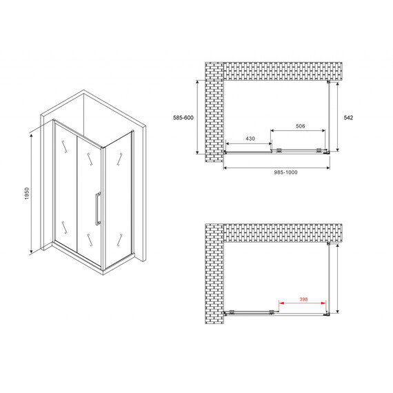 ДУШЕВОЙ УГОЛОК ABBER SCHWARZER DIAMANT AG30100BH-S60B
