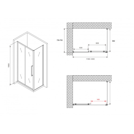 ДУШЕВОЙ УГОЛОК ABBER SCHWARZER DIAMANT AG30120MH-S75M