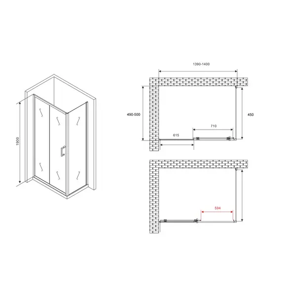 ДУШЕВОЙ УГОЛОК ABBER SCHWARZER DIAMANT AG30140B5-S50B5