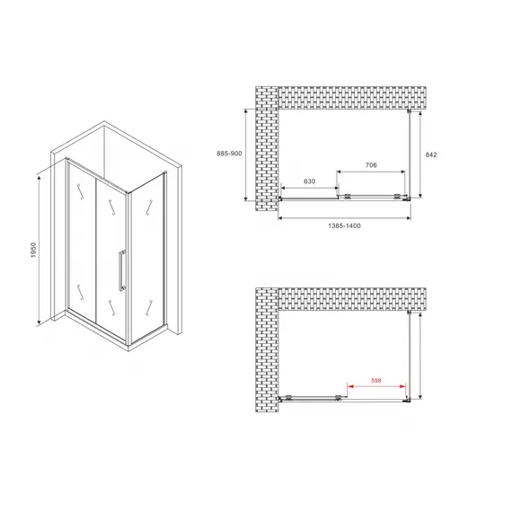ДУШЕВОЙ УГОЛОК ABBER SCHWARZER DIAMANT AG30140BMH-S90BM