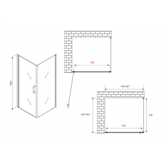 ДУШЕВОЙ УГОЛОК ABBER SONNENSTRAND AG04080B-S85B