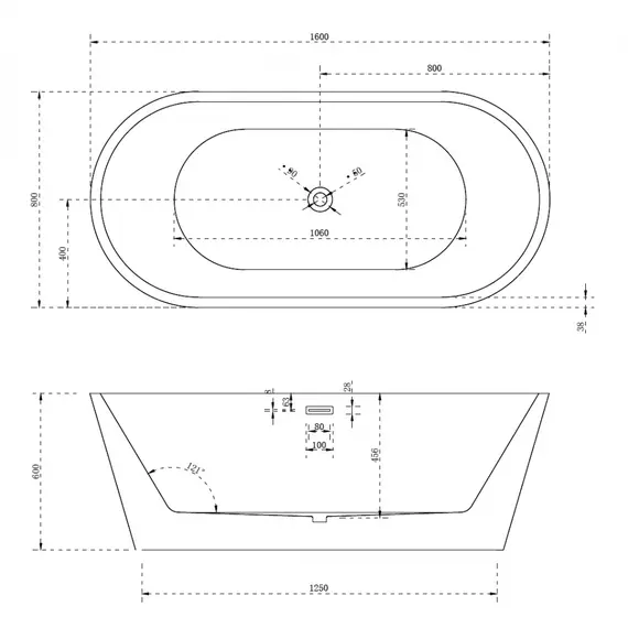АКРИЛОВАЯ ВАННА ABBER AB9203-1.6 БЕЛАЯ