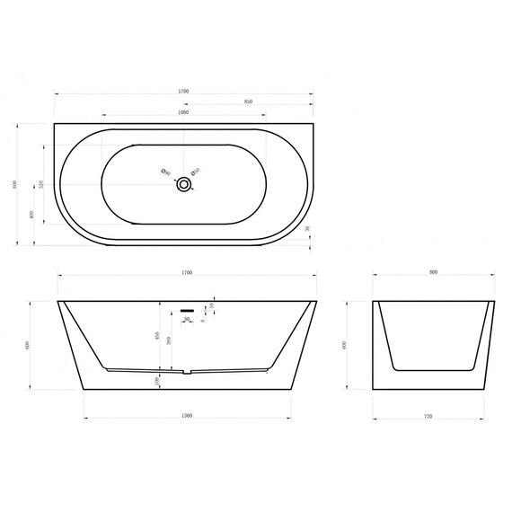 АКРИЛОВАЯ ВАННА ABBER AB9216-1.7MW БЕЛАЯ МАТОВАЯ