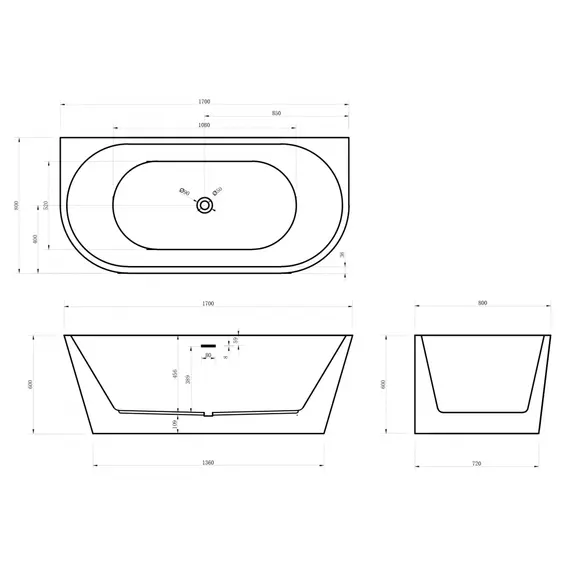 АКРИЛОВАЯ ВАННА ABBER AB9216-1.7MW БЕЛАЯ МАТОВАЯ
