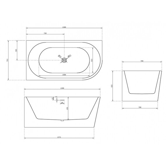 АКРИЛОВАЯ ВАННА ABBER AB9257-1.5 L БЕЛАЯ