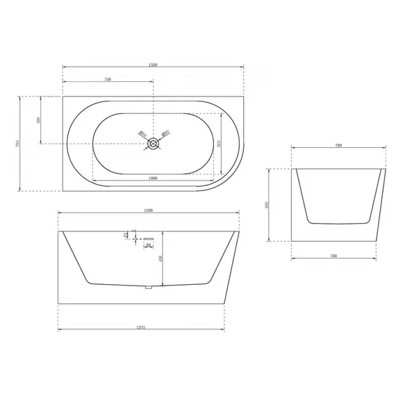 АКРИЛОВАЯ ВАННА ABBER AB9257-1.5 L БЕЛАЯ