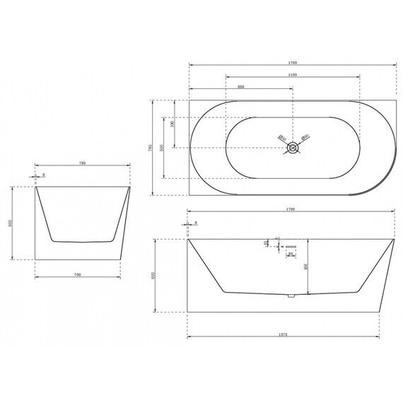АКРИЛОВАЯ ВАННА ABBER AB9258-1.7 L БЕЛАЯ