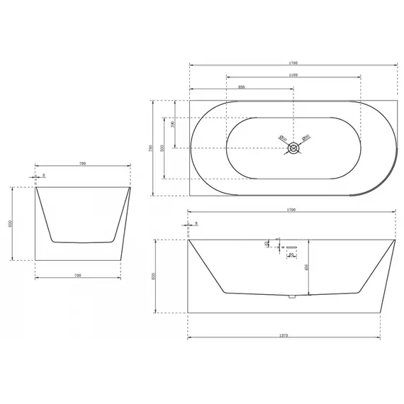 АКРИЛОВАЯ ВАННА ABBER AB9258-1.7 L БЕЛАЯ