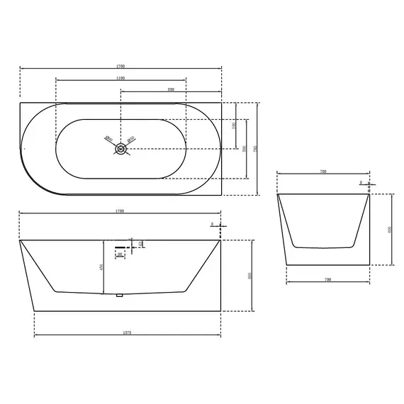 АКРИЛОВАЯ ВАННА ABBER AB9258-1.7 R БЕЛАЯ