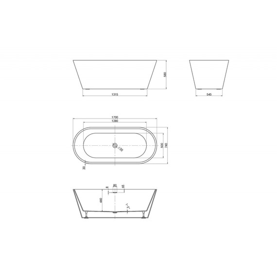 АКРИЛОВАЯ ВАННА ABBER AB9268-1.7 БЕЛАЯ