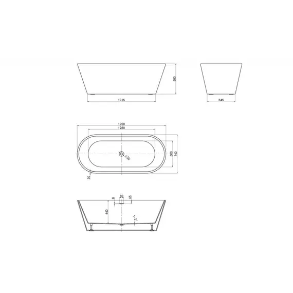 АКРИЛОВАЯ ВАННА ABBER AB9268-1.7 БЕЛАЯ