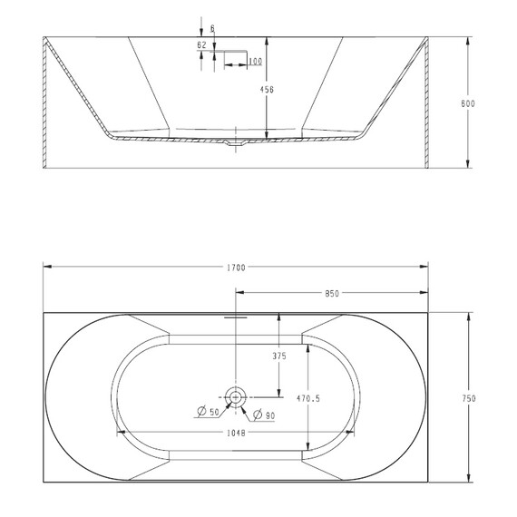 АКРИЛОВАЯ ВАННА ABBER AB9281 БЕЛАЯ