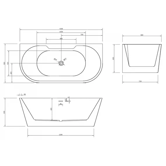 АКРИЛОВАЯ ВАННА ABBER AB9296-1.5 БЕЛАЯ