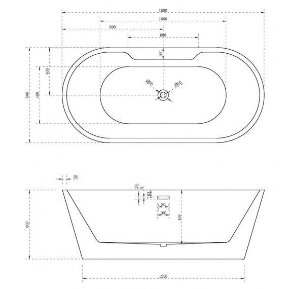 АКРИЛОВАЯ ВАННА ABBER AB9299-1.6 БЕЛАЯ
