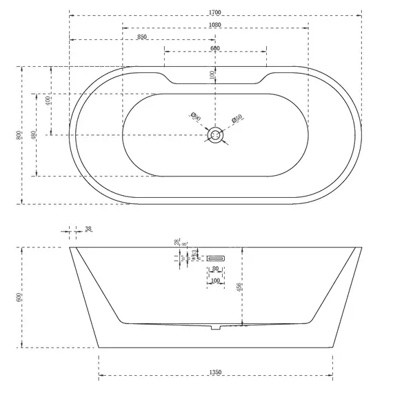 АКРИЛОВАЯ ВАННА ABBER AB9299-1.7 БЕЛАЯ