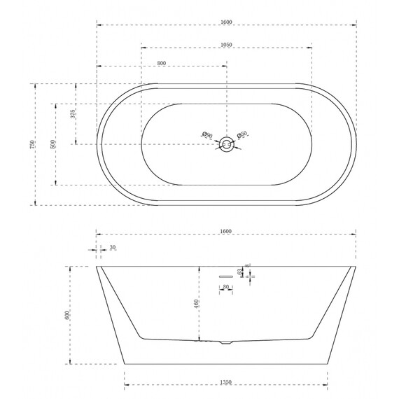 АКРИЛОВАЯ ВАННА ABBER AB9320-1.6 БЕЛАЯ