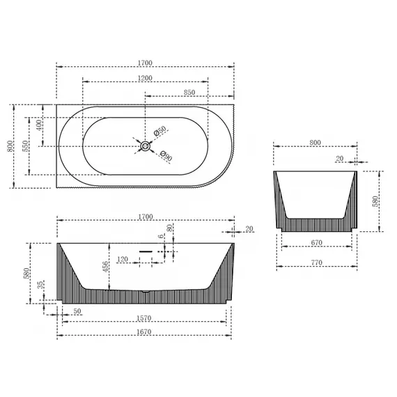 АКРИЛОВАЯ ВАННА ABBER AB9329-1.7 L БЕЛАЯ