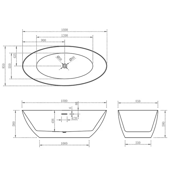 АКРИЛОВАЯ ВАННА ABBER AB9374-1.8 БЕЛАЯ