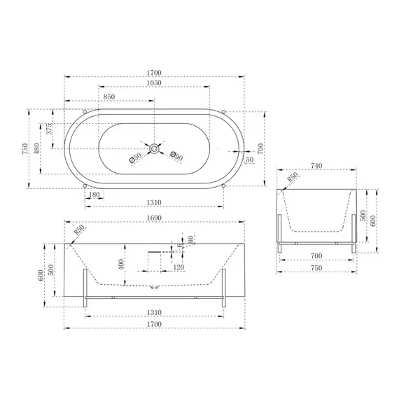 АКРИЛОВАЯ ВАННА ABBER AB9443 БЕЛАЯ