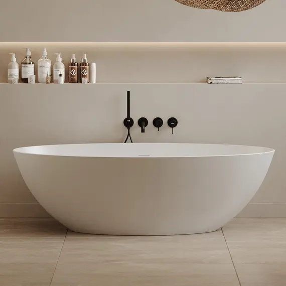 ВАННА ИЗ ИСКУССТВЕННОГО КАМНЯ ABBER STEIN AS9625-1.7 БЕЛАЯ МАТОВАЯ