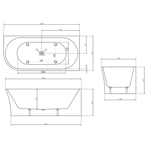 АКРИЛОВАЯ ВАННА ABBER AB9257-1.7 R БЕЛАЯ