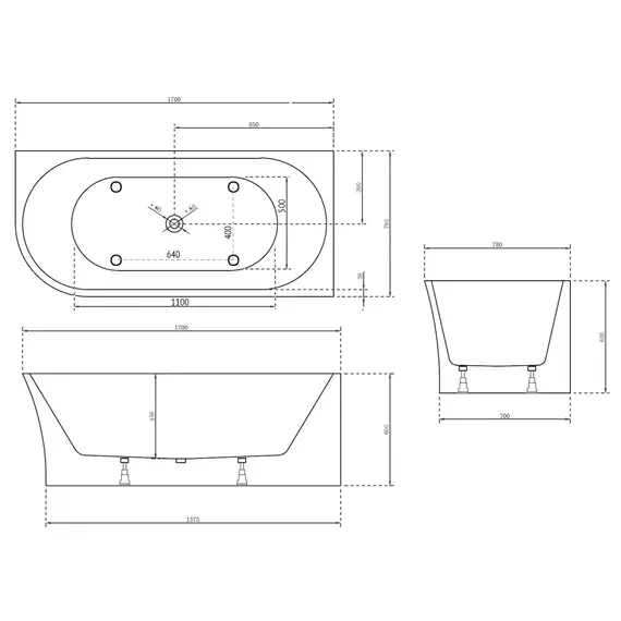 АКРИЛОВАЯ ВАННА ABBER AB9257-1.7 R БЕЛАЯ