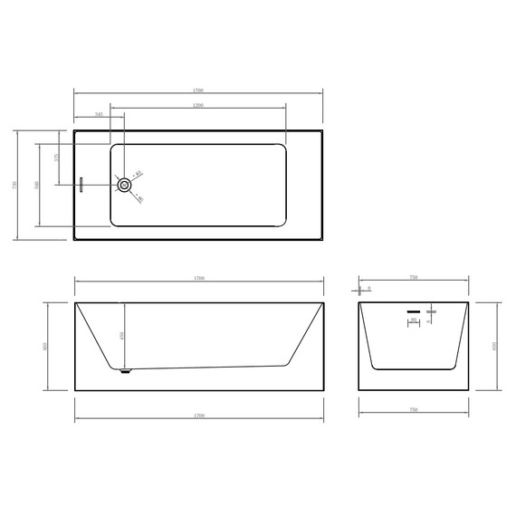АКРИЛОВАЯ ВАННА ABBER AB9274-1.7 БЕЛАЯ