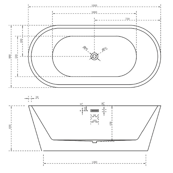 АКРИЛОВАЯ ВАННА ABBER AB9203-1.5 БЕЛАЯ