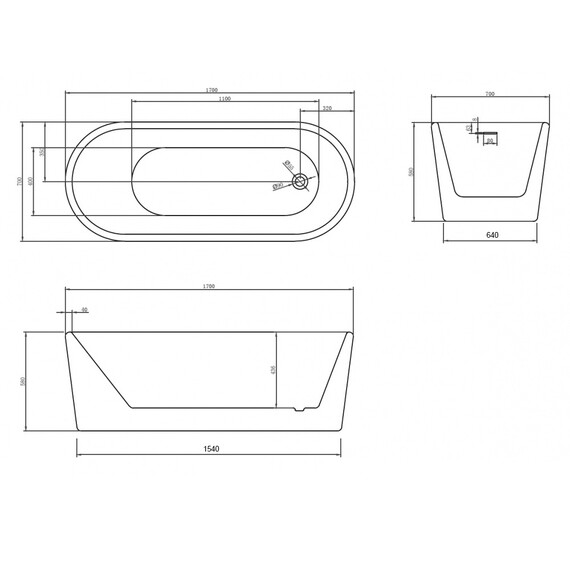 АКРИЛОВАЯ ВАННА ABBER AB9272-1.7 БЕЛАЯ