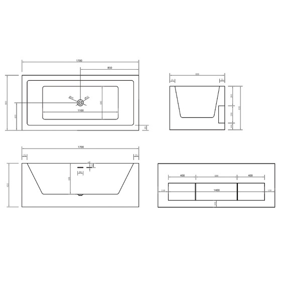 АКРИЛОВАЯ ВАННА ABBER AB9339-1.7 БЕЛАЯ
