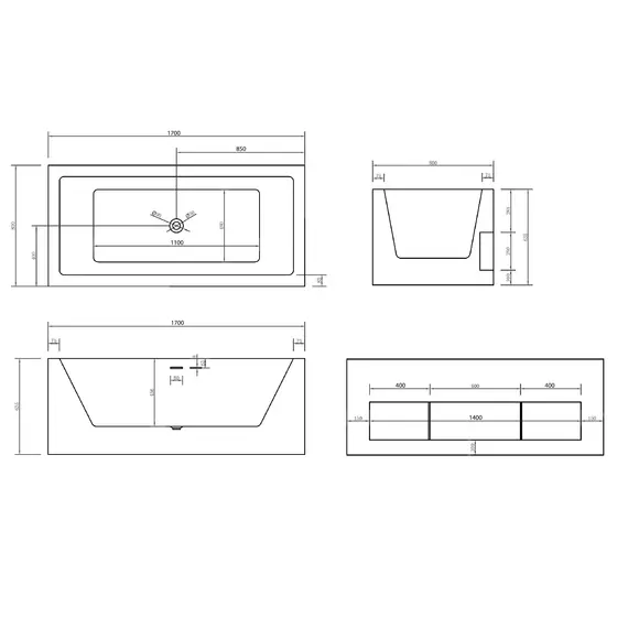 АКРИЛОВАЯ ВАННА ABBER AB9339-1.7 БЕЛАЯ