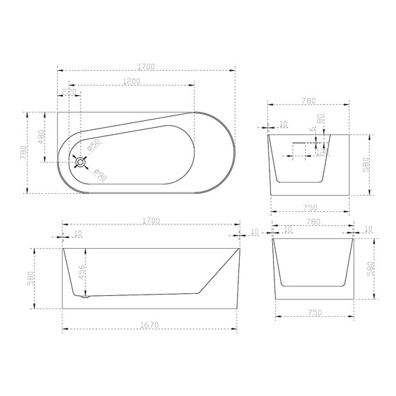 АКРИЛОВАЯ ВАННА ABBER AB9496-1.7 L БЕЛАЯ