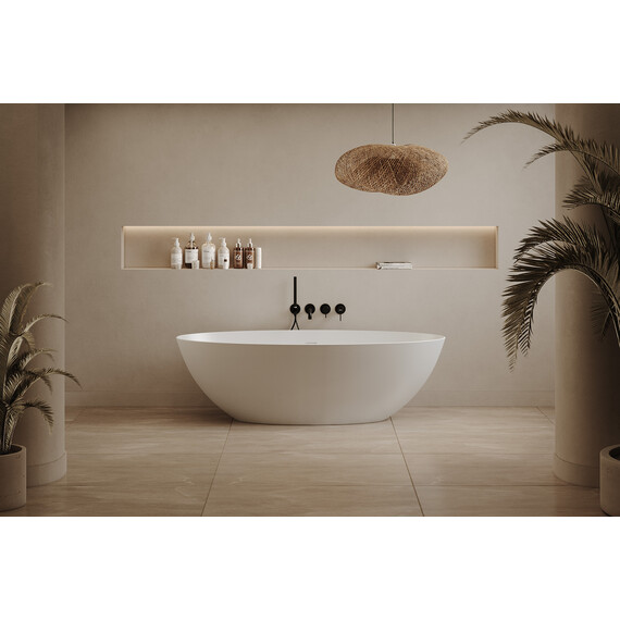 ВАННА ИЗ ИСКУССТВЕННОГО КАМНЯ ABBER STEIN AS9625-1.8 БЕЛАЯ МАТОВАЯ