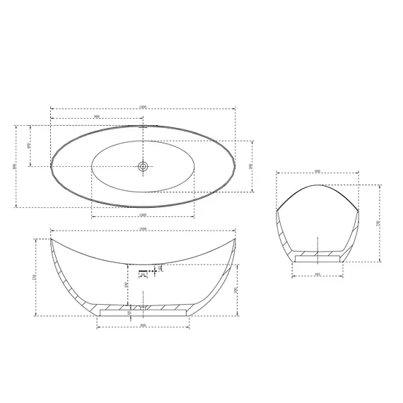 ВАННА ИЗ ИСКУССТВЕННОГО КАМНЯ ABBER STEIN AS9633 БЕЛАЯ МАТОВАЯ