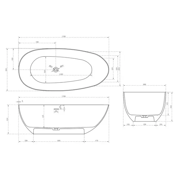 ВАННА ИЗ ИСКУССТВЕННОГО КАМНЯ ABBER STEIN AS9611-1.7 БЕЛАЯ МАТОВАЯ