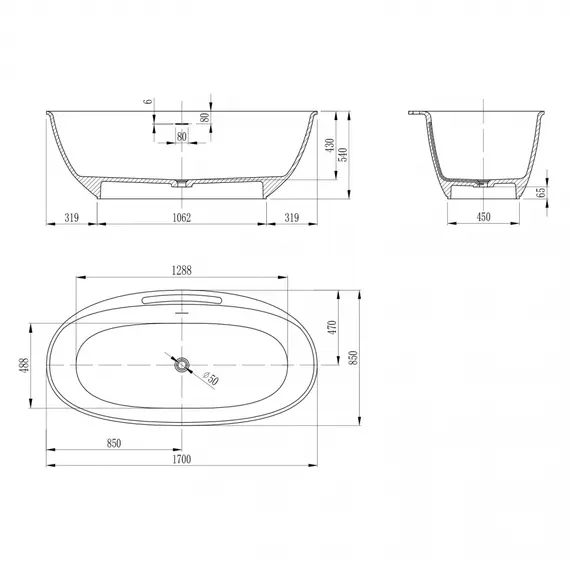 ВАННА ИЗ ИСКУССТВЕННОГО КАМНЯ ABBER STEIN AS9631 БЕЛАЯ МАТОВАЯ