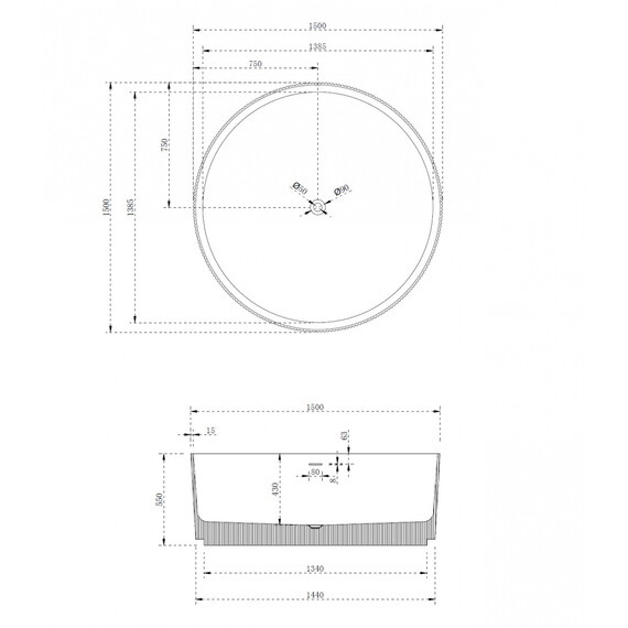 ВАННА ИЗ ИСКУССТВЕННОГО КАМНЯ ABBER STEIN AS9679BLAU ГОЛУБАЯ