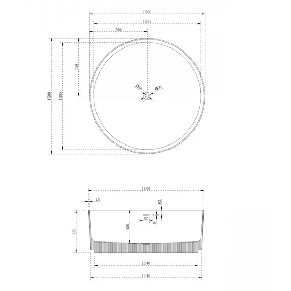 ВАННА ИЗ ИСКУССТВЕННОГО КАМНЯ ABBER STEIN AS9679BLAU ГОЛУБАЯ