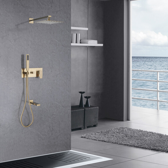 ДУШЕВАЯ СИСТЕМА ABBER DAHEIM AF8217G СКРЫТОГО МОНТАЖА С ИЗЛИВОМ, ЗОЛОТО МАТОВОЕ