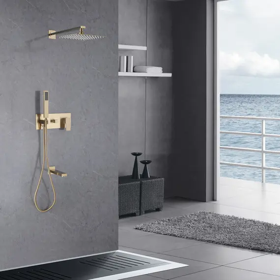 ДУШЕВАЯ СИСТЕМА ABBER DAHEIM AF8217G СКРЫТОГО МОНТАЖА С ИЗЛИВОМ, ЗОЛОТО МАТОВОЕ