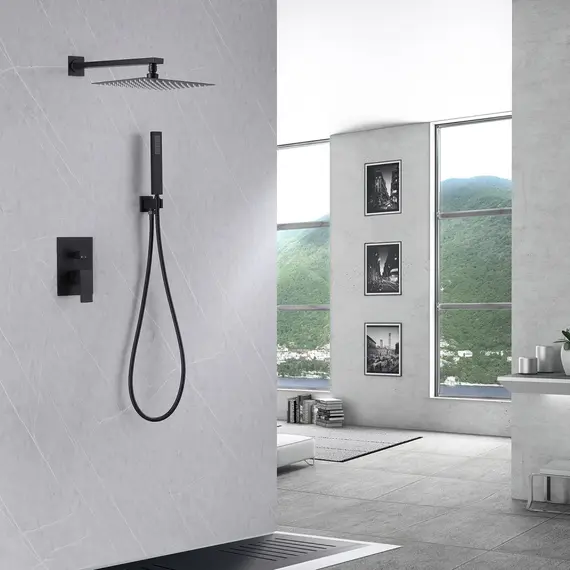 ДУШЕВАЯ СИСТЕМА ABBER DAHEIM AF8219B СКРЫТОГО МОНТАЖА БЕЗ ИЗЛИВА, ЧЕРНАЯ МАТОВАЯ