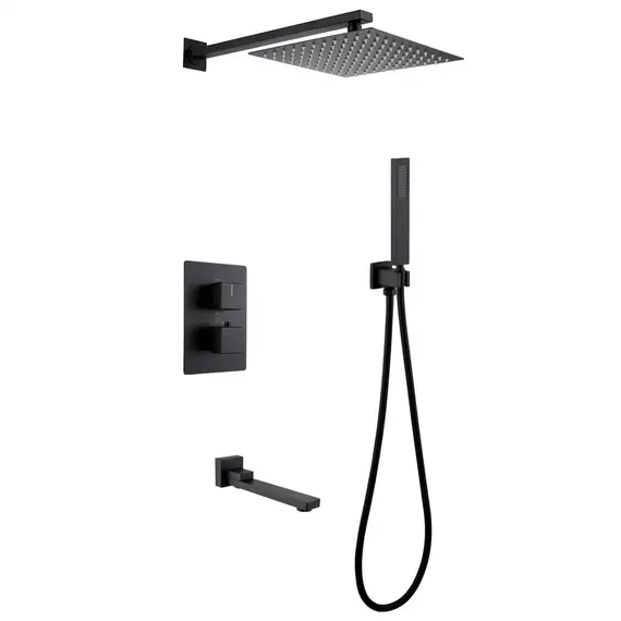 ДУШЕВАЯ СИСТЕМА ABBER DAHEIM AF8250B СКРЫТОГО МОНТАЖА С ИЗЛИВОМ, ТЕРМОСТАТ, ЧЕРНАЯ МАТОВАЯ