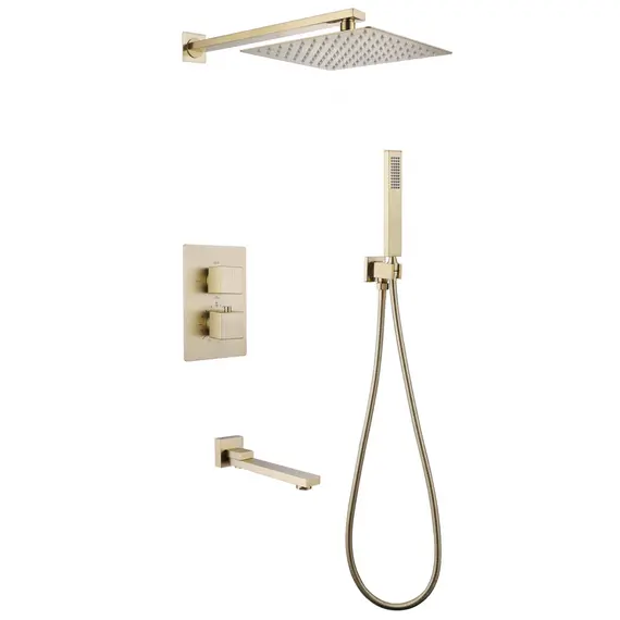 ДУШЕВАЯ СИСТЕМА ABBER DAHEIM AF8250G СКРЫТОГО МОНТАЖА С ИЗЛИВОМ, ТЕРМОСТАТ, ЗОЛОТО МАТОВОЕ