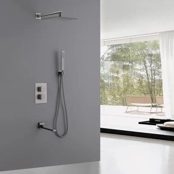 ДУШЕВАЯ СИСТЕМА ABBER DAHEIM AF8250NG СКРЫТОГО МОНТАЖА С ИЗЛИВОМ, ТЕРМОСТАТ, НИКЕЛЬ