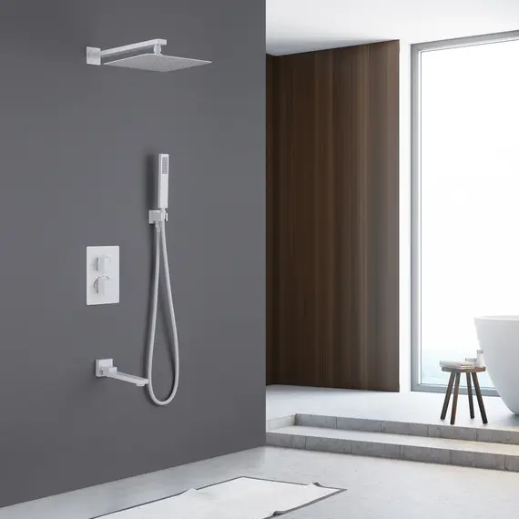 ДУШЕВАЯ СИСТЕМА ABBER DAHEIM AF8250W СКРЫТОГО МОНТАЖА С ИЗЛИВОМ, ТЕРМОСТАТ, БЕЛАЯ МАТОВАЯ